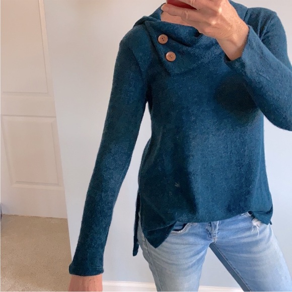 Cowl, Button Neck Sweater - Picture 2 of 6